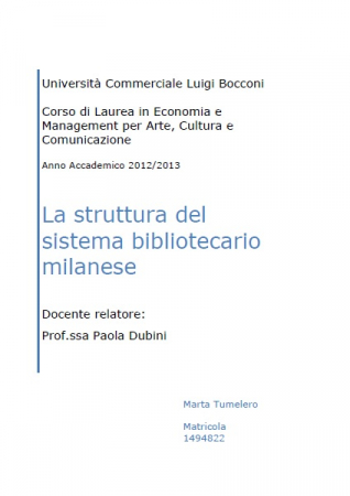 La struttura del sistema bibliotecario milanese