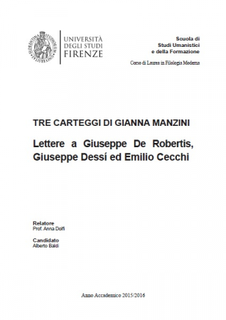 Tre carteggi di Gianna Manzini