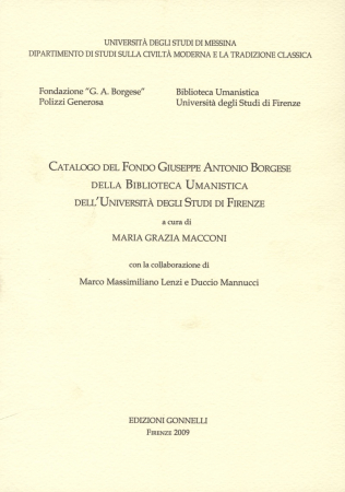 Catalogo del Fondo Giuseppe Antonio Borgese della Biblioteca umanistica dell'Università degli studi di Firenze